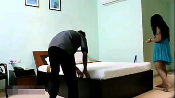 Sultry Indian Bhabhi In Blue Lingerie Tempts The Young Room Service Boy