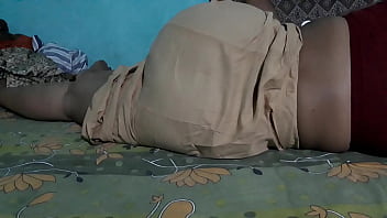 Sultry Sanjana Aunty In Her Tempting Brown Petticoat